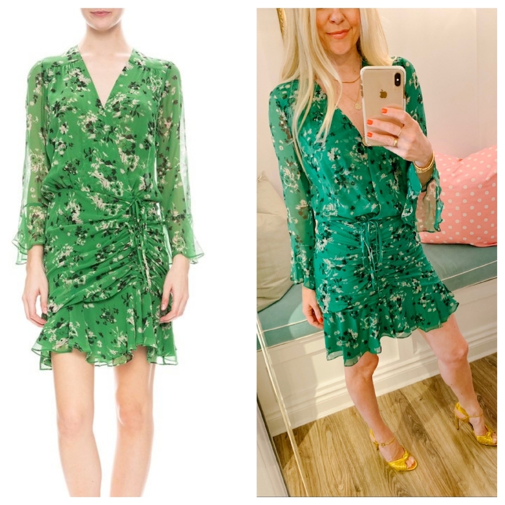 Veronica Beard Green Floral Mini Dress